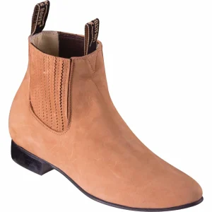 Botines de Gamuza Punta Redonda Color Tan - Los Altos Boots
