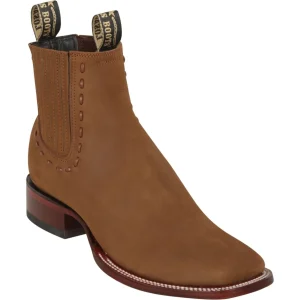 Botines de Gamuza Punta Cuadrada Ancha Para Dama Color Shedron - Los Altos Boots