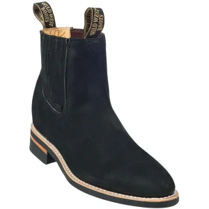 Botines Charros de Gamuza Punta Oval Color Negro - Wild West Boots