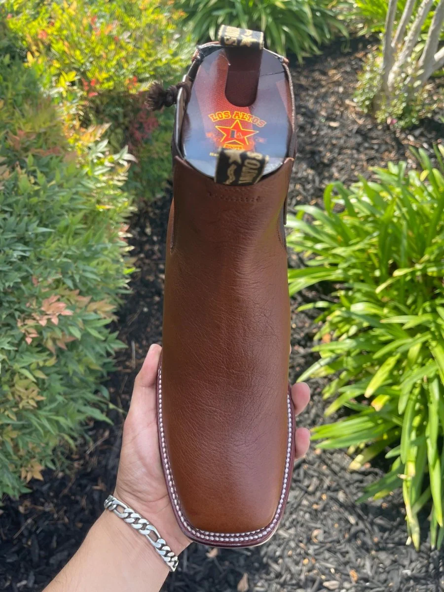 Botines de Piel Original Punta Cuadrada Ancha Color Cafe - Los Altos Boots - Imagen 3