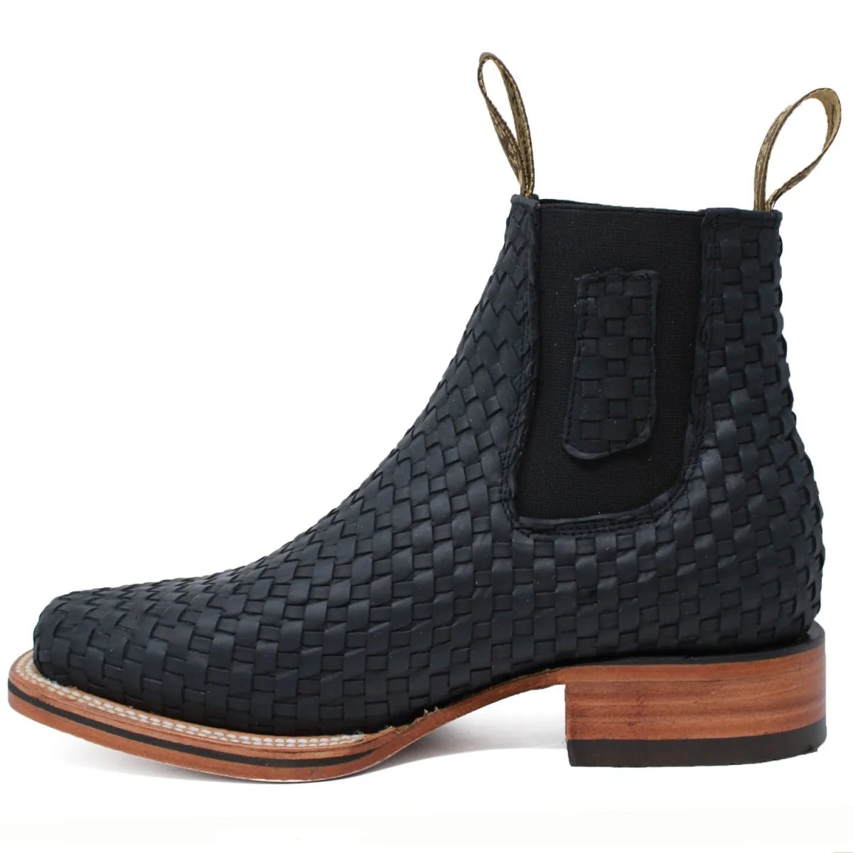 Botines Charros Punta Cuadrada de Petatillo Original Negro - Imagen 5