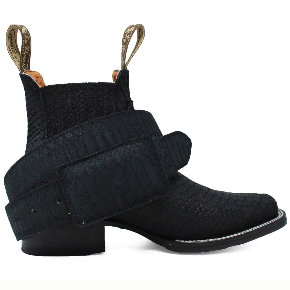 Botines Charros Punta Cuadrada de Petatillo Original Negro - Imagen 8