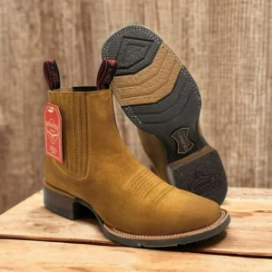 Botines Charros Quincy de Gamuza Punta Cuadrada y Suela de Hule Shedron Q82BU6350