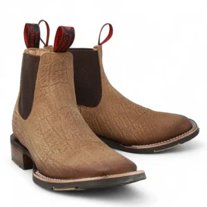 Botines Charros Quincy Punta Cuadrada Elefante Imaticion con Suela de Hule-Miel