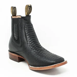 Botines Charros Quincy Punta Cuadrada Piton Imaticion Color Negro