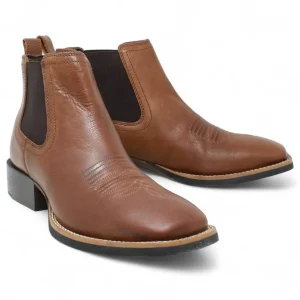 Botines de Cuero Punta Cuadrada Color Cafe Hombre -Tanner Mark Boots
