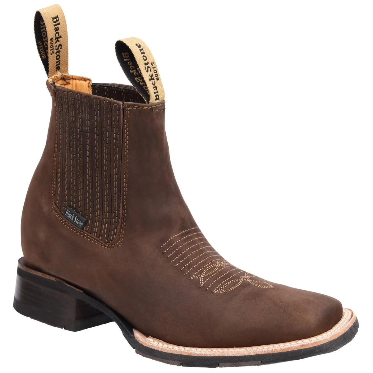 Botines de Cuero Terminado Crazy Punta Cuadrada Cafe- Rodeo Imports - Imagen 2