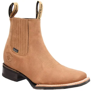 Botines de Cuero Terminado Crazy Punta Cuadrada Miel- Rodeo Imports