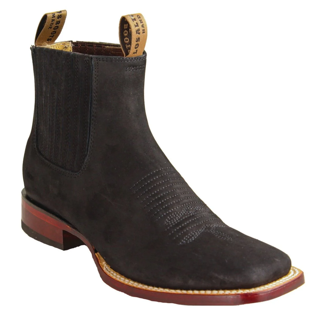 Botines de Gamuza Punta Cuadrada Ancha Color Negro - Los Altos Boots - Imagen 2