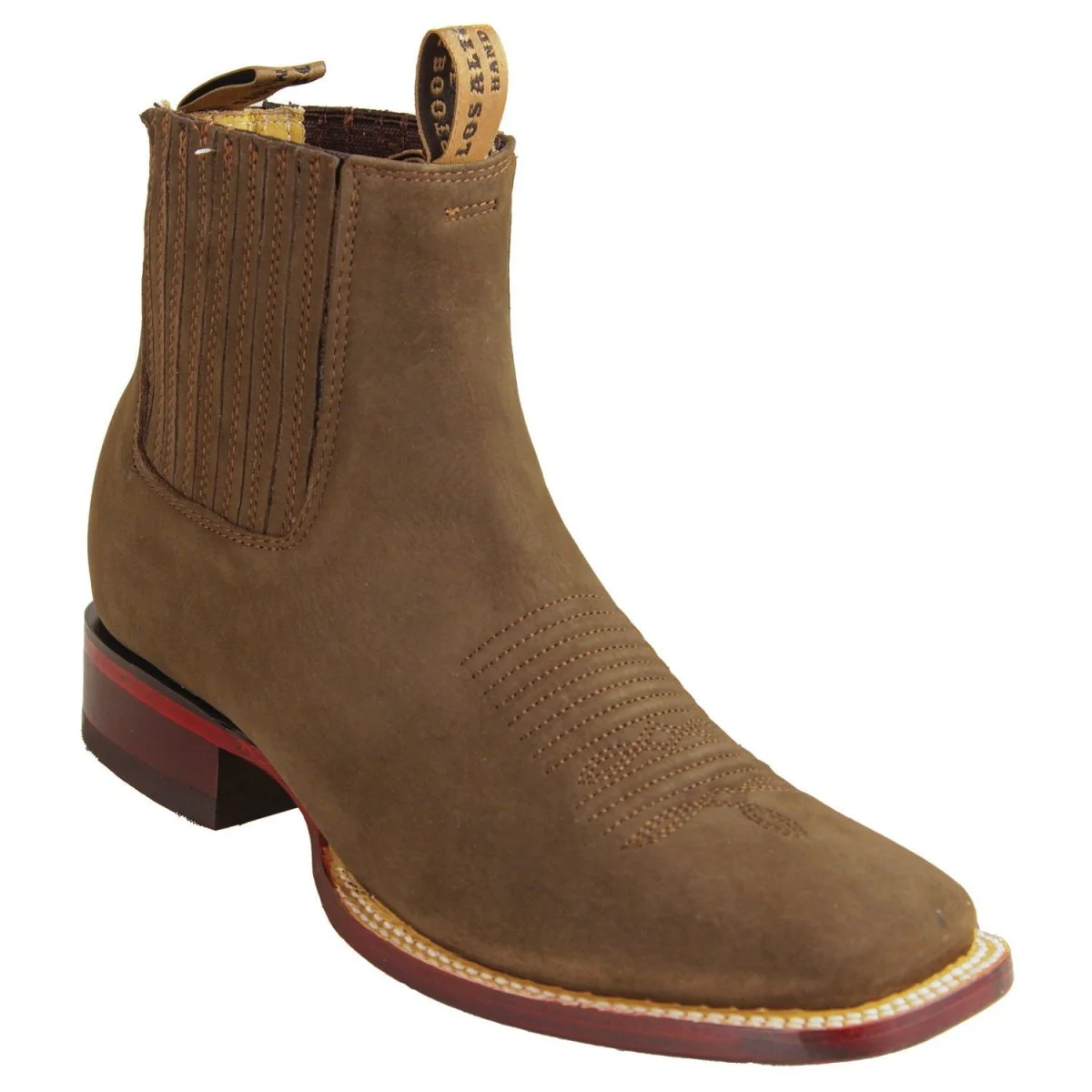 Botines de Gamuza Punta Cuadrada Ancha Color Tabaco - Los Altos Boots - Imagen 2