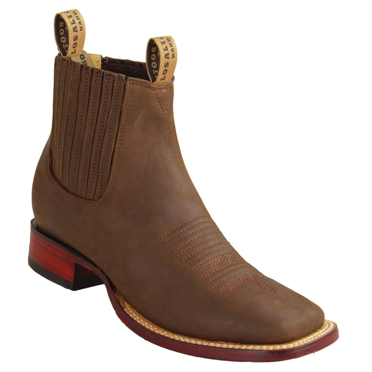 Botines de Piel Original Punta Cuadrada Ancha Color Cafe - Los Altos Boots - Imagen 2