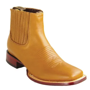 Botines de Pïel Original Punta Cuadrada Ancha Color Miel - Los Altos Boots