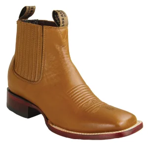 Botines de Piel Original Punta Cuadrada Ancha Color Miel - Los Altos Boots