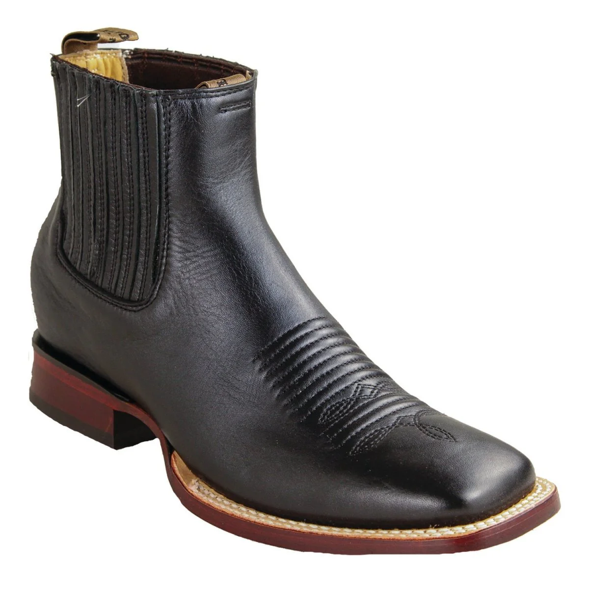 Botines de Pïel Original Punta Cuadrada Ancha Color Negro - Los Altos Boots - Imagen 2