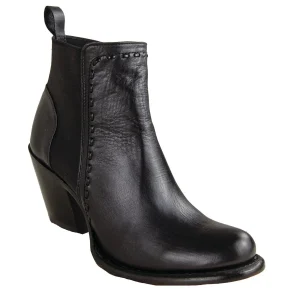 Botines de Piel Original Punta Oval Para Dama Color Negro - Los Altos Boots