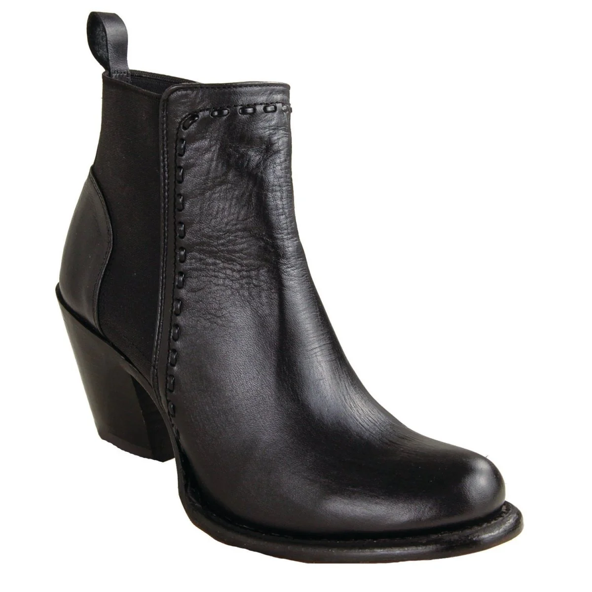 Botines de Piel Original Punta Oval Para Dama Color Negro - Los Altos Boots