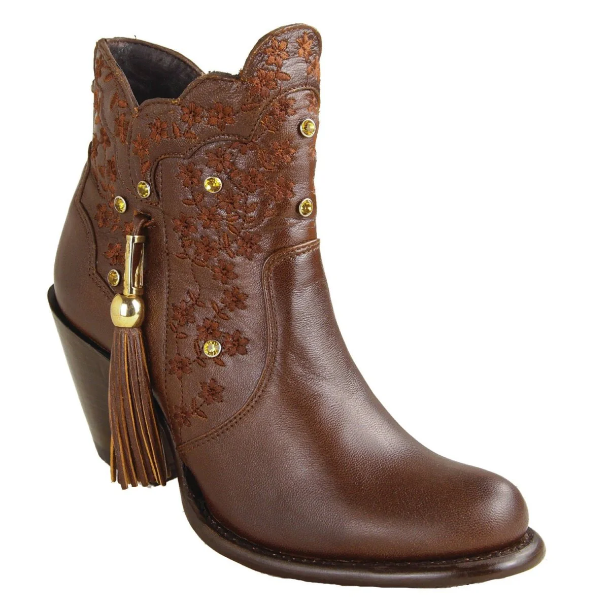 Botines de Piel Original Ximena Punta Oval Para Dama Color Choco - Los Altos Boots - Imagen 2