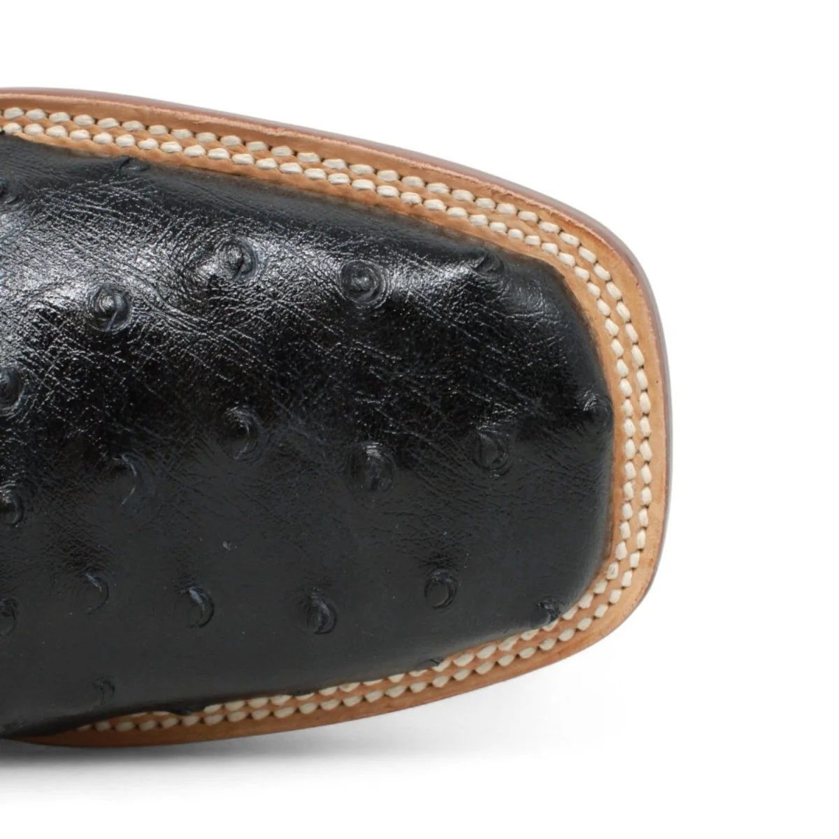 Botines Hombre de Cuero Grabado Avestruz Punta Cuadrada Color Negro-Tanner Mark Boots - Imagen 8