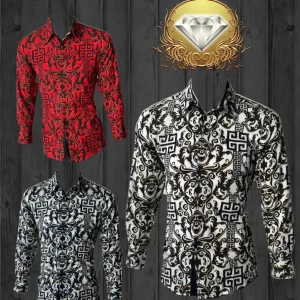 Camisa Vaquera de Moda White Diamonds Grecas