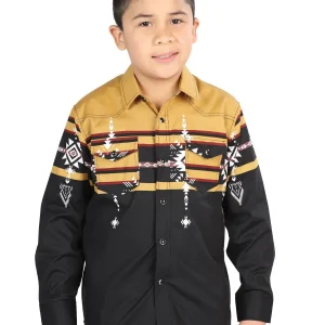 Casual Long-Sleeve Shirt by El General Black/Mustard 44468