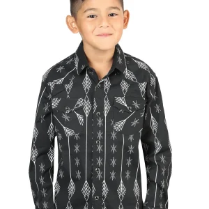 Casual Long-Sleeve Shirt by El General Black/White 44439