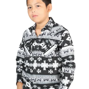 Casual Long-Sleeve Shirt by El General Black/White 44444