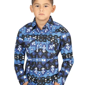 Casual Long-Sleeve Shirt by El General Blue 44416