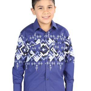 Casual Long-Sleeve Shirt by El General Blue 44464