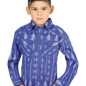 Casual Long-Sleeve Shirt by El General Blue/White 44440