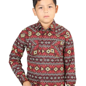 Casual Long-Sleeve Shirt by El General Burgundy 44413