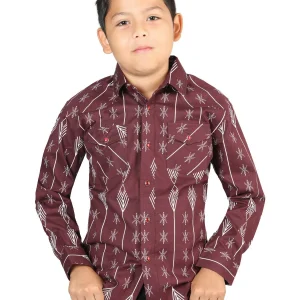 Casual Long-Sleeve Shirt by El General Burgundy 44441