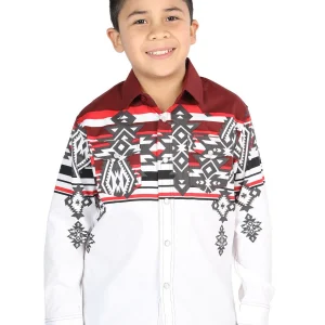 Casual Long-Sleeve Shirt by El General Burgundy 44506