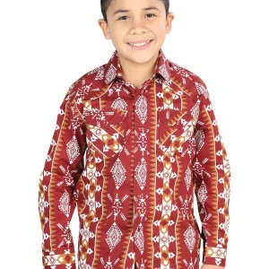 Casual Long-Sleeve Shirt by El General Burgundy 44509