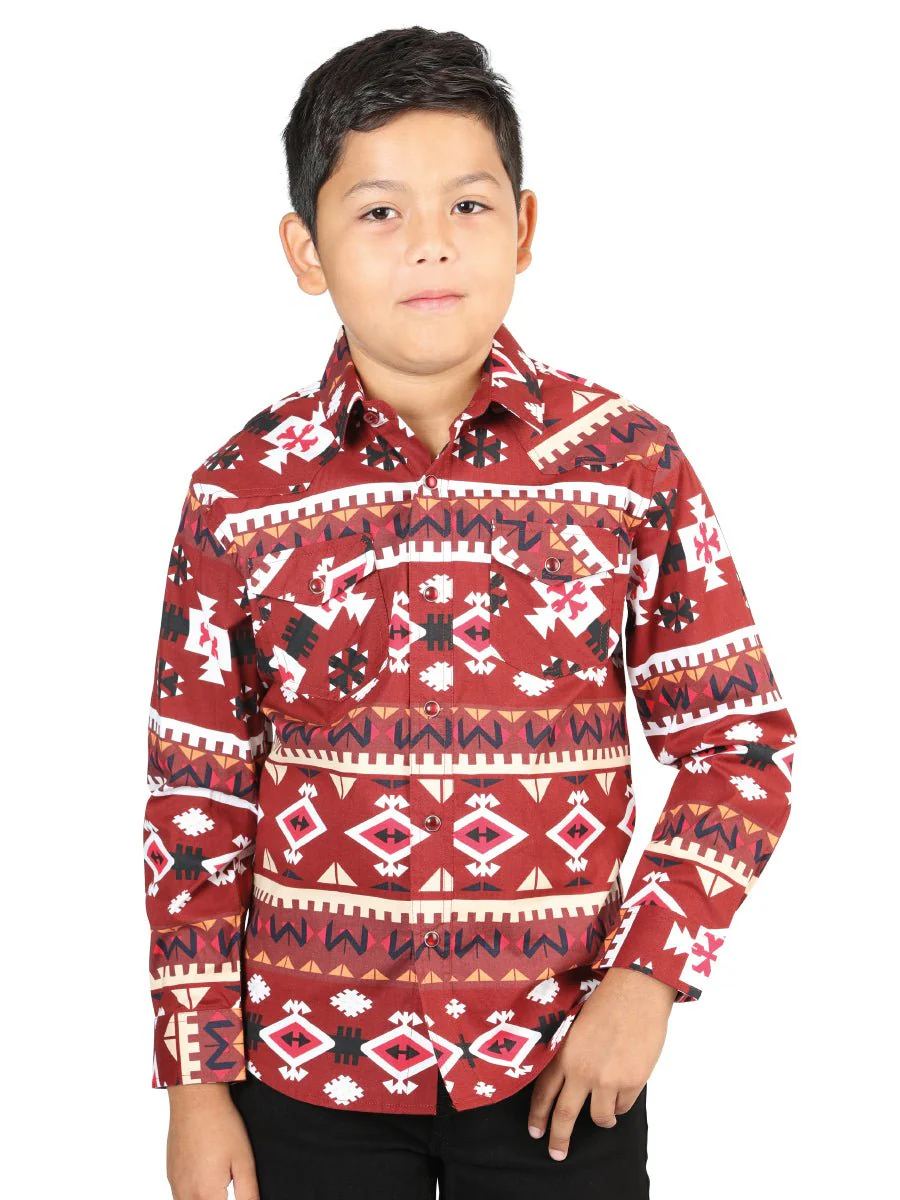 Casual Long-Sleeve Shirt by El General Red 44443 - Imagen 2