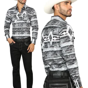 Centenario Men's Black Denim with Gray Embroidered Details 45311