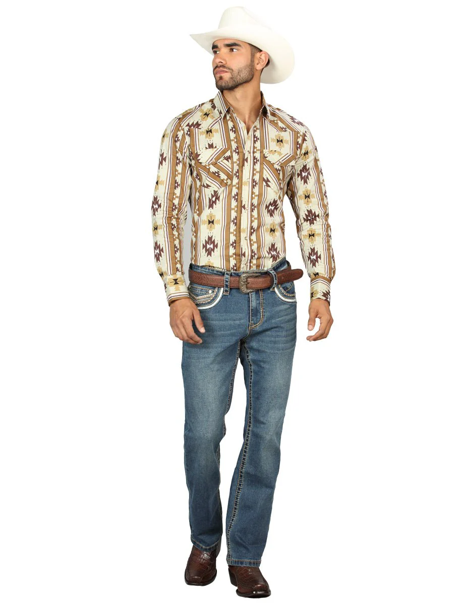 Centenario Men's Blue Denim with Embroidered Details 45314 - Imagen 3