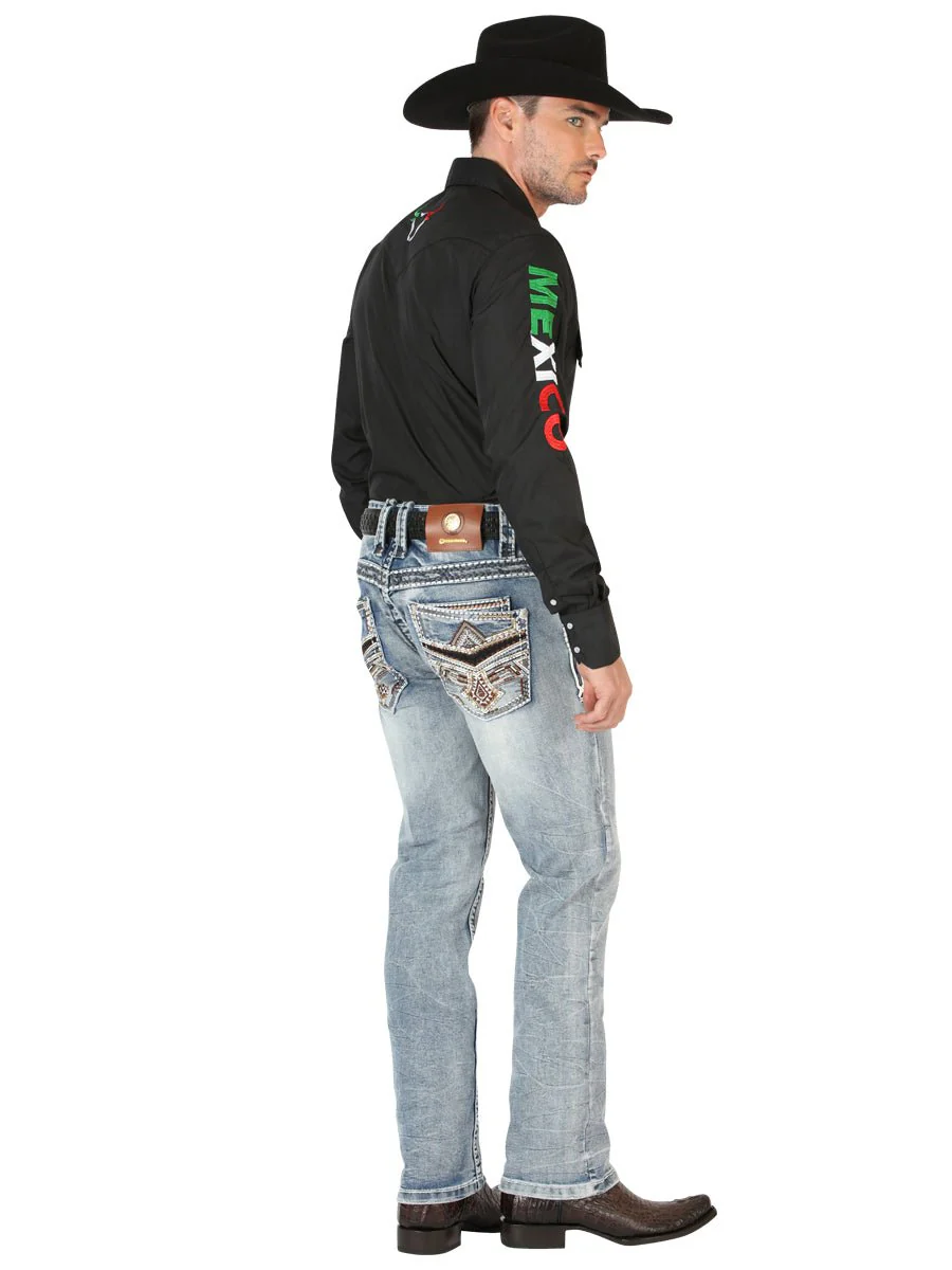 Centenario Men's Premium Denim Boot Cut Pants - Black 45532 - Imagen 4