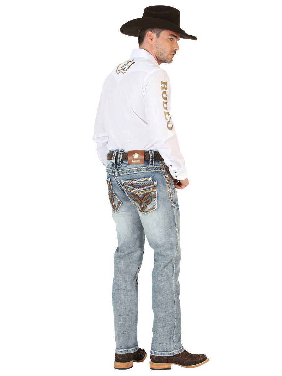 Centenario Men's Premium Denim Boot Cut Pants - Dark Blue 45530 - Imagen 4