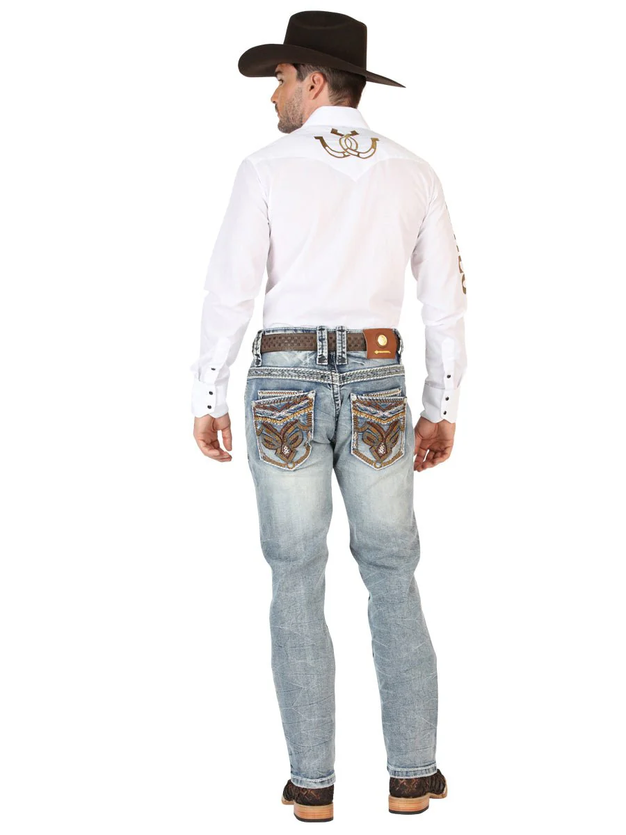 Centenario Men's Premium Denim Boot Cut Pants - Dark Blue 45530 - Imagen 5