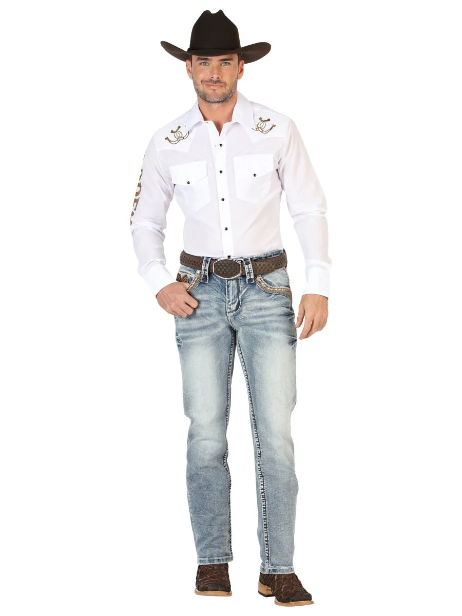 Centenario Men's Premium Denim Boot Cut Pants - Dark Blue 45530 - Imagen 3