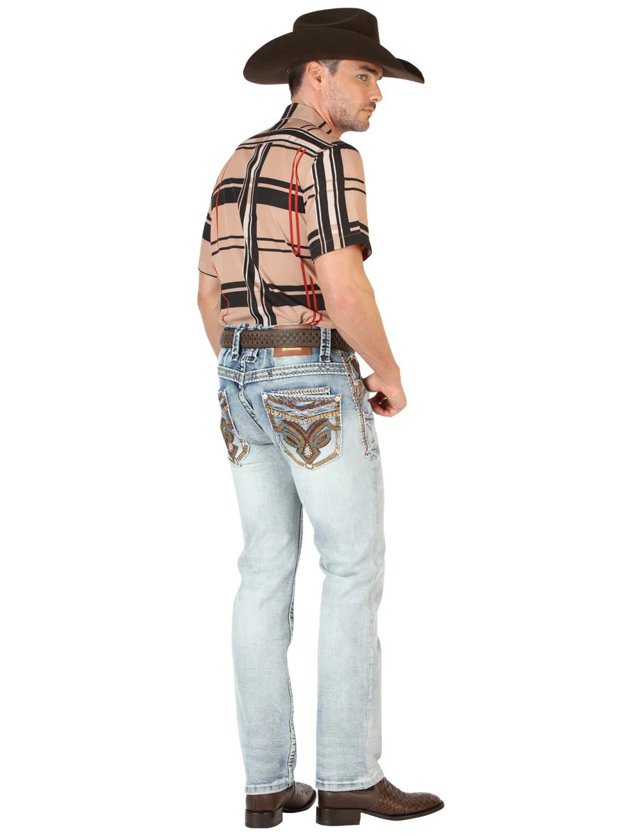 Centenario Men's Premium Denim Boot Cut Pants - Light Blue 45531 - Imagen 4