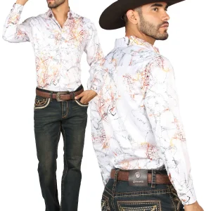 Centenario Men's Tinted Brown Denim with Embroidered Details 45316