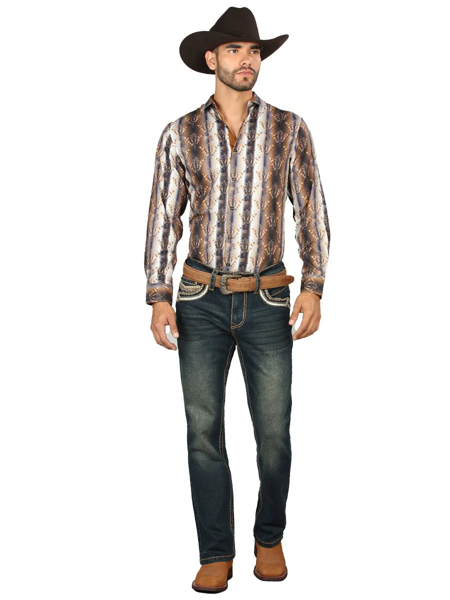 Centenario Men's Tinted Green Denim with Embroidered Details 45315 - Imagen 3