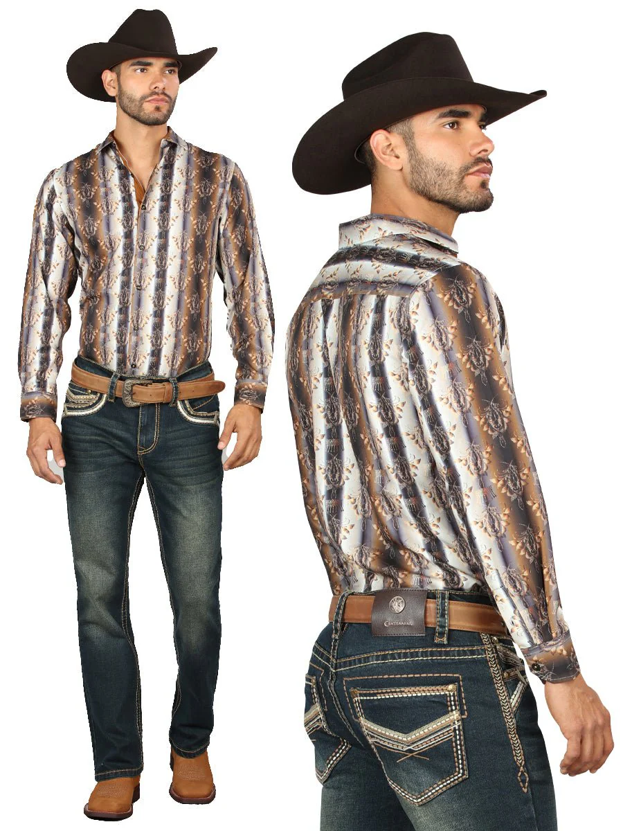 Centenario Men's Tinted Green Denim with Embroidered Details 45315 - Imagen 2