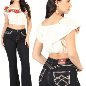 Centenario Women's Medium Blue Bootcut Denim Jeans 45544