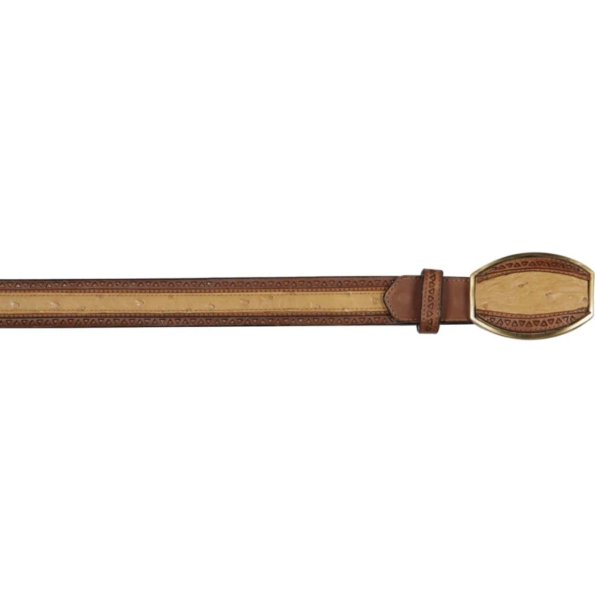 Cinto Casual de Avestruz Original Color Antique Saddle - Los Altos Boots