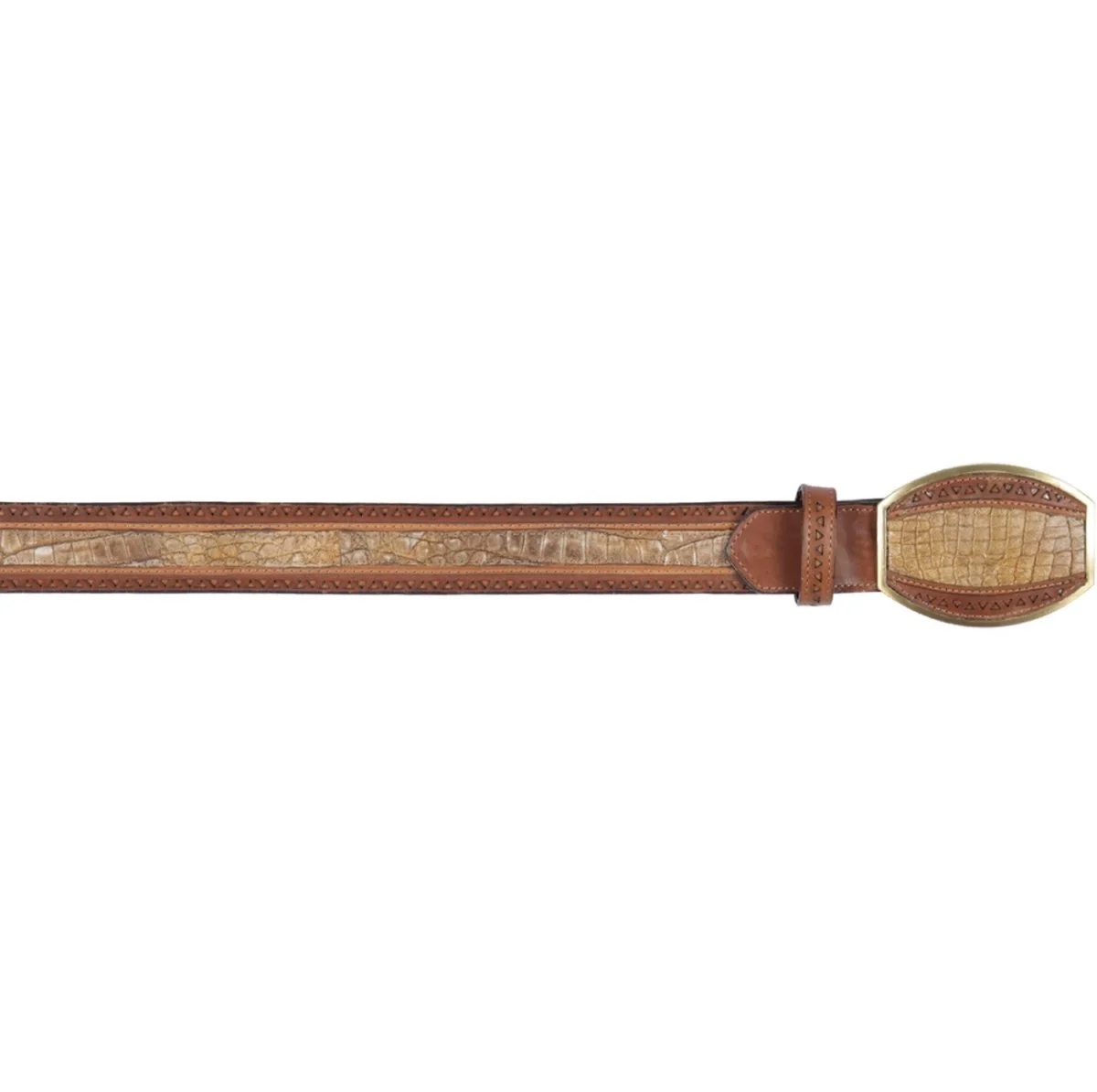 Cinto Casual de Cocodrilo Caiman Panza Original Color Piedra del Sahara - Los Altos Boots