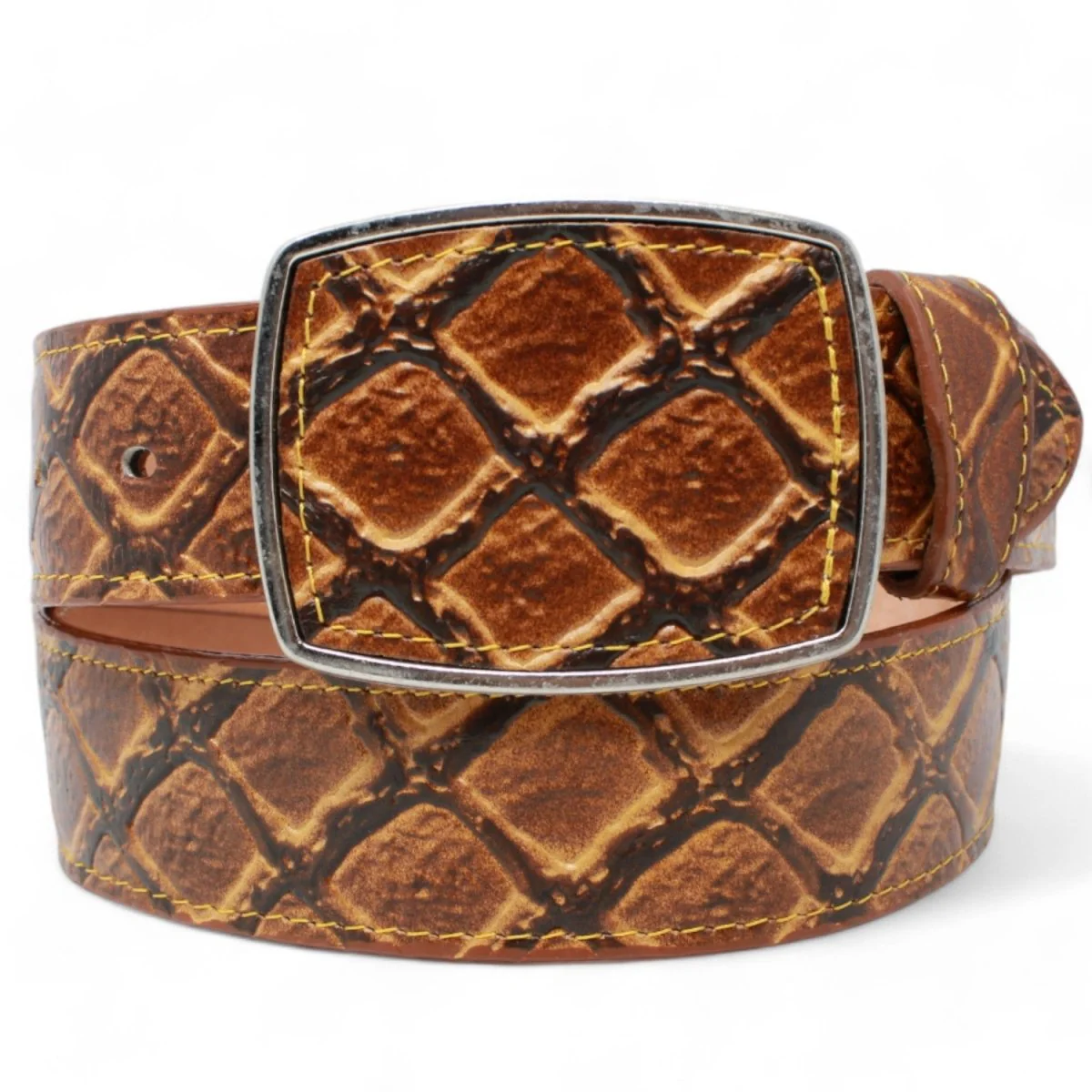 Cinto de Cuero Original Estampado Pirarucu con Hebilla de Metal - Imagen 2