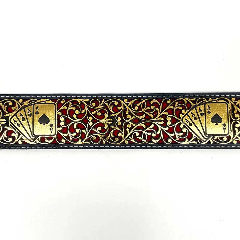 Cinto de Cuero Pokar de Ases con Hebilla de Metal - Oro - Imagen 4