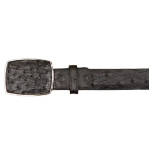 Cinto Vaquero de Avestruz Original Color Negro - Wild West Boots